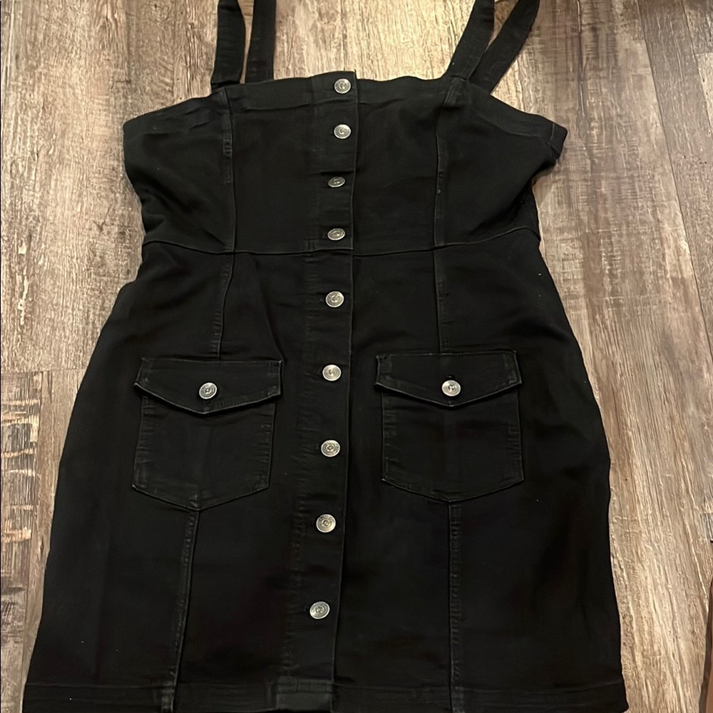 H&M Black Denim Dress with Button Details